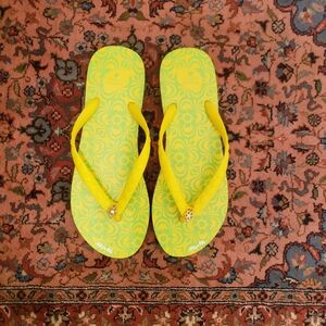 Tamara COMOLLI Women's Charmed  flip flop in yellow Floral Design Bottom Sz 9.5